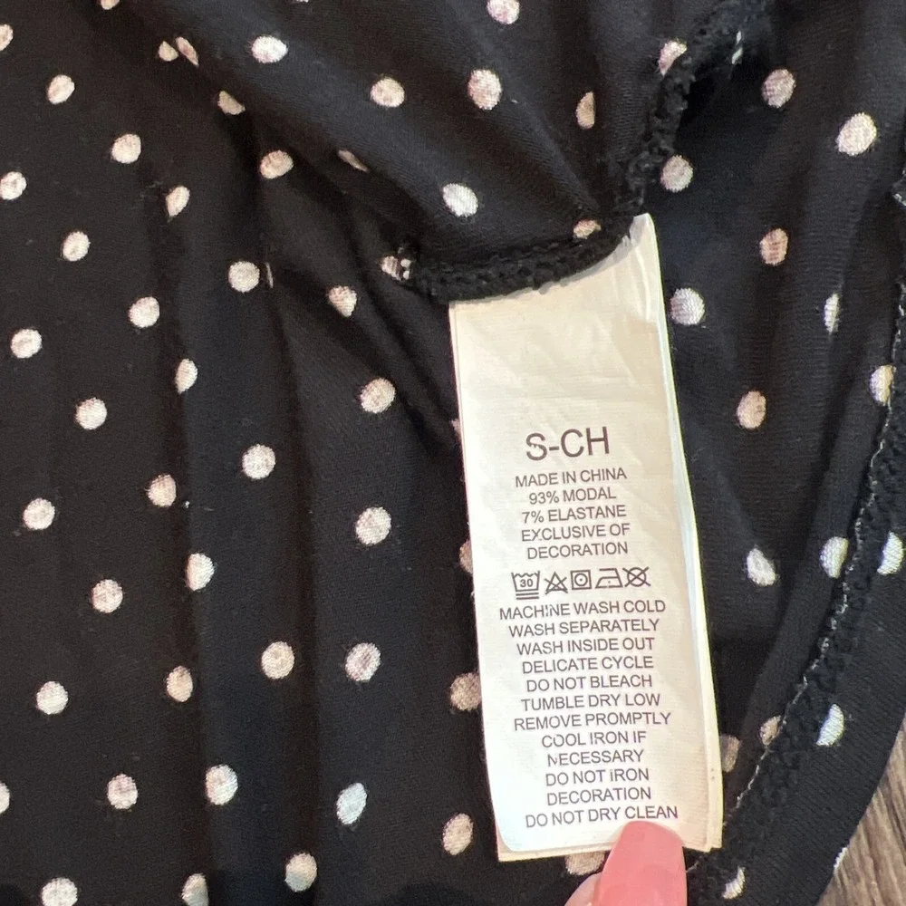 Kate Spade New York  polka Dot Black & White 1/2 Ruffle Sleeve Top Blouse S-CH